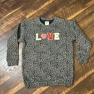 “love” leopard preppy sweatshirt